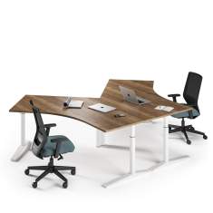 Doppelarbeitsplatz Assmann Büromöbel Montevo mit ergonomischer Tischform für Teamarbeit