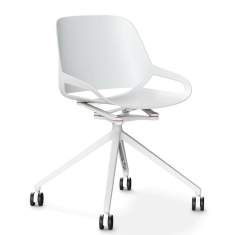 Designer Besucherstuhl Konferenzstuhl weiss mit Rollen Vierstern Numo Aeris