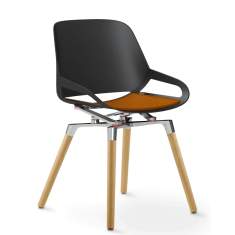 Designer Besucherstuhl Holzgestell schwarz Vierfuß Numo Aeris