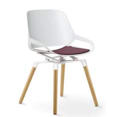 Designer Besucherstuhl Holzgestell weiß Vierfuß Numo Aeris