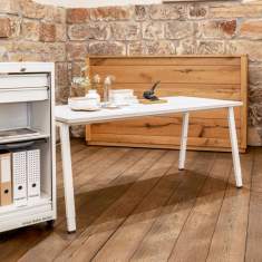 Trendiger A-Fuß Tisch Holz Schreibtisch Büro Schreibtische Home Office Arbeitstisch Mauser arcos.a
rechteckige Tischplatte