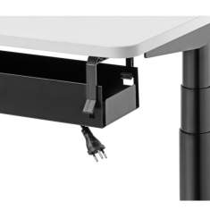 elektrisch höhenverstellbarer Schreibtisch Büro höhenverstellbare Bürotische Sitz-Steh Tisch Hüba HiSpeed Rondo
mit Kabelwanne