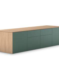 Sideboard Holz Büro Stauraum grün Büromöbel Sedus se:vision storage