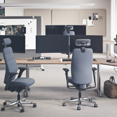 Capella X Bürodrehstuhl blau Drehstühle Büro Drehstuhl mit Armlehnen Kinnarps Capella XL
mit Kopfstütze
