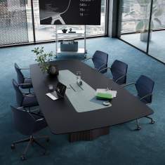 Konferenztisch elegant Konferenztische Büro Besprechungstisch exklusiv Brunner wave
Bootsform Tischplatte schwarz