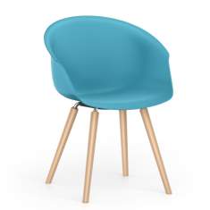 Loungesessel Holz Lounge türkis Sessel Cafeteria Stuhl Besucherstuhl Interstuhl SHUFFLEis1 Clubsessel