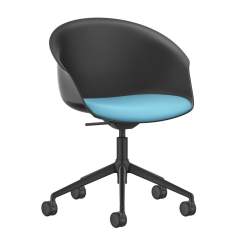 Drehsessel fahrbar Lounge schwarz türkis Sessel drehbar Drehstuhl Interstuhl SHUFFLEis1 Clubsessel