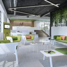 Interstuhl HUB HU33L Sitzbank in moderner Büro-Lounge mit modularen Sitzbereichen