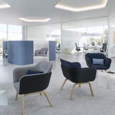 Interstuhl HUB HU132 Sessel in offener Büro-Lounge für informelle Meetings
