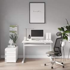 kleiner Büroschrank abschließbar Bürokurpus weiss Anstellcontainer Leuwico, desk add Container