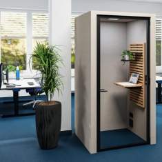 akustische Telefonzelle abgeschirmte Raumelemente mit Beleuchtung Telefonbox Mauser Büro- und Objektmöbel Akustik Phonebox M+