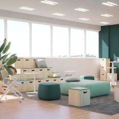 Haworth Tijo modulare Sitzboxen in einem flexiblen Office-Setting