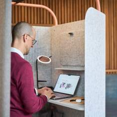 abgeschirmte Arbeitsplätze akustik Privatspäre Privater Raum Steelcase Flex Kiosk