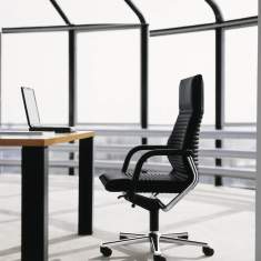 Chefstuhl Leder Armlehnen Bürodrehstuhl schwarz Büro Drehstuhl Wilkhahn, FS-Linie Management
