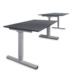 Schreibtisch höhenverstellbar Sitz-Stehtisch ergonomische Büromöbel grau Echo, Sitz-/Stehtisch Cubos Plus
