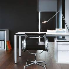 Moderner Schreibtisch weiss dünne Tischplatte,  Büro Schreibtische weiss| , Echo, Tischsystem Cubos mit Vierfuss