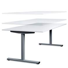 Schreibtisch höhenverstellbar Schreibtische ergonomische Büromöbel weiß  Echo, Tischsystem Cubos mit Sitz-/Stehtisch