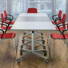 höhenverstellbarer Rolltisch weiss Rolltische Cafeteria Tische rund Bene, Cart Table