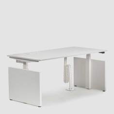 elektrisch höhenverstellbarer Schreibtisch Büro Schreibtische weiss Bürotisch Wangenfuss Bene Classic Pure Lift