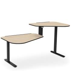 Aeris Active Office Desk mit geteilten Arbeitsflächen für flexible Arbeitsplatzgestaltung