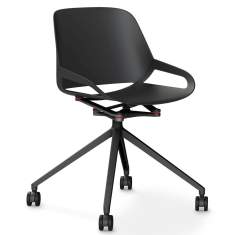 Designer Besucherstuhl Konferenzstuhl schwarz mit Rollen Vierstern Numo Aeris