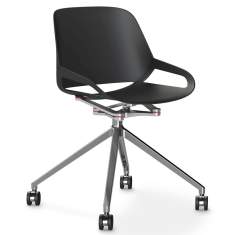 Designer Besucherstuhl Konferenzstuhl schwarz mit Rollen Vierstern Numo Aeris