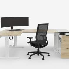 ZEMP OPUS E33-EA90 – elektrisch verstellbarer Winkelschreibtisch mit stabilem Anbau für ergonomisches Arbeiten im Büro