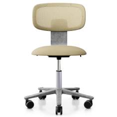 HÅG Tion mesh Bürostuhl von Flokk in Beige mit Netzrückenlehne, ohne Armlehnen, Frontansicht