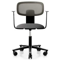 HÅG Tion mesh Bürostuhl von Flokk in Schwarz mit Netzrückenlehne und Armlehnen, Frontansicht
