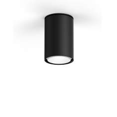 XAL SASSO 60 round Deckenanbau-Downlight, schwarz, mit opaler Abdeckung, Ø 75 mm