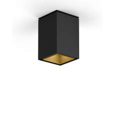 XAL SASSO 60 square Deckenanbaustrahler, schwarz mit goldfarbenem Reflektor, Aluminium, quadratisches Design
