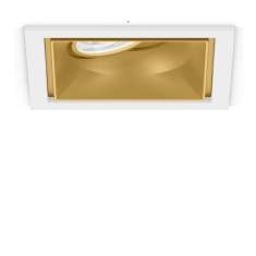 XAL SASSO 100 square recessed 1 lamp – quadratisches Einbau-Downlight mit goldfarbenem Reflektor und weißem Rahmen, modernes Deckeneinbauleuchte-Design