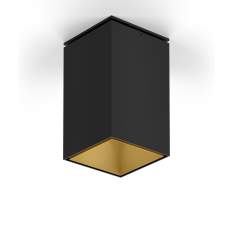 XAL SASSO 100 square Deckenaufbauleuchte in Schwarz mit goldenem Innenreflektor