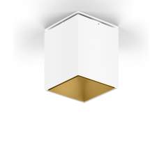 XAL SASSO 100 square Deckenaufbauleuchte in Weiß mit goldenem Innenreflektor