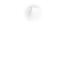 Weißer runder Einbaustrahler SPIO 20 von XAL, minimalistisch und flächenbündig in die Decke integriert, mit präzisem Lichtaustritt