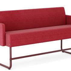 Rote 2-Sitzer-Bank Monolite von Materia mit Armlehnen und Stahlgestell – funktionales Sofa für Büro- und Restaurantbereiche