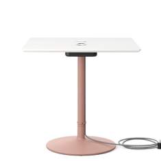 Quadratischer Tisch Uni von Materia mit integrierter Elektrifizierung und rundem Fuß