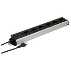 MAX Hauri POWER LINE Steckdosenleiste mit 6 Steckplätzen, robustes Aluminiumgehäuse mit schwarzen Einsätzen