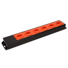 MAX Hauri POWER LINE Steckdosenleiste in Schwarz-Orange, widerstandsfähiges Design für Werkstatt und Büro