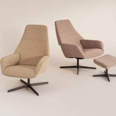 Barrique Sessel mit passendem Fußhocker von Nowy Styl in Blau – ideal für Lounge- und Entspannungsbereiche