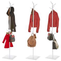 Taschenbaum® 2 in 1 Garderobe von Styro in Weiß, multifunktionale Taschengarderobe mit hoher Tragkraft und minimalistischer Formgebung