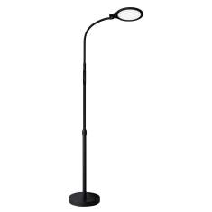 Atria LED-Stehleuchte von Hansa in Schwarz mit flexiblem Schwanenhals und rundem Leuchtenkopf – moderne, dimmbare LED-Leuchte für Büro und Zuhause