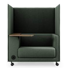 Vancouver Lite 1,5-Sitzer-Sofa von Profim in Grün mit hohen gepolsterten Seitenwänden und integriertem Tisch
