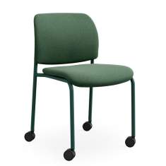 Profim Bit Stuhl in Grün auf Rollen, minimalistisches Design für Schulungsräume, Bildungseinrichtungen und Meetingzonen