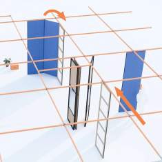 Modulares Wandsystem mit Schiebefunktion, akustik Organisationswand, Büro Raumteiler, Westermann, Trennwand Raumteiler - flomo wall plus