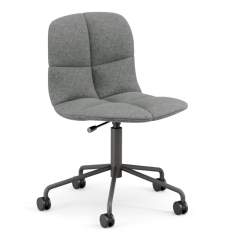 Materia Neo Lite Soft – ergonomischer, weich gesteppter Drehstuhl ohne Armlehnen in Grau, höhenverstellbar auf 5-Stern-Fußkreuz für Büro und Konferenzbereiche
