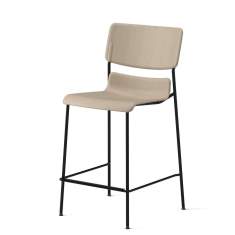 D2 Barhocker von Skandiform mit hellbeigem Sitz und Rückenlehne auf einem schwarzen Metallgestell