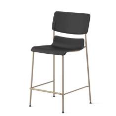 D2 Barhocker von Skandiform mit schwarzer gepolsterter Sitz- und Rückenfläche und beige lackiertem Metallgestell