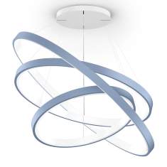 XAL INO TRIPLE Circle Pendelleuchte in blau, dreifacher ringförmiger Leuchtenkörper aus Aluminium mit seilabhängiger Höhenverstellung und homogener LED-Lichtabstrahlung