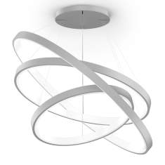 XAL INO TRIPLE Circle LED-Pendelleuchte in Grau, drei individuell verstellbare Aluminium-Lichtringe mit direkter und indirekter Lichtabstrahlung